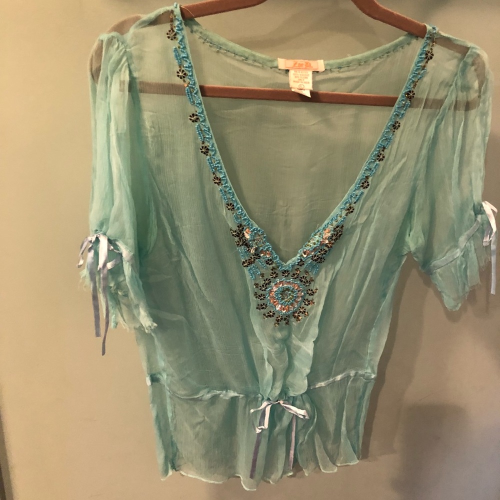 Bohemian sheer beaded boutique top